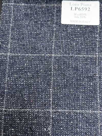 LP6592 Loro Piana xanh navy kẻ caro