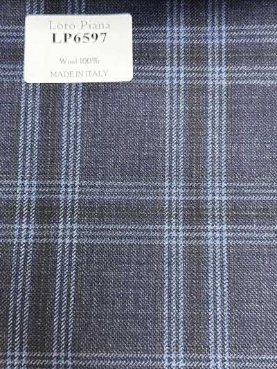 LP6597 Loro Piana xanh navy kẻ caro
