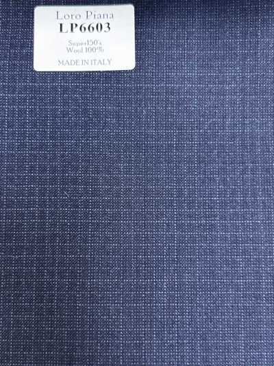 LP6603 Loro Piana Super150's xanh navy kẻ caro
