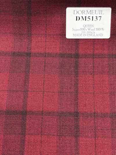DM5137 DORMEUIL QUEEN Super100's kẻ caro đỏ