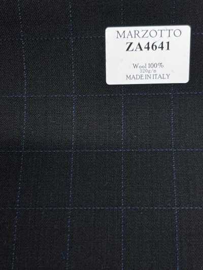 ZA4641 MARZOTTO Super110's đen×xanh dương kẻ caro thêu