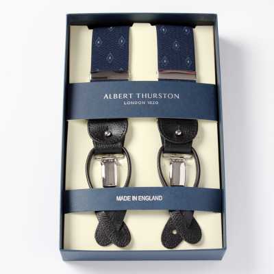 AT-12 Dây đeo quần Albert Thurston họa tiết kim cương 35MM xanh navy