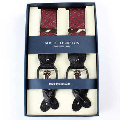 AT-2387-WI Dây đeo quần Albert Thurston họa tiết nhỏ 35MM màu rượu vang