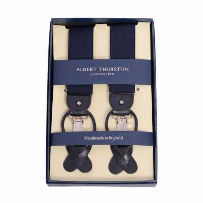 AT-NAVY Dây đeo quần Albert Thurston xanh navy trơn 35MM