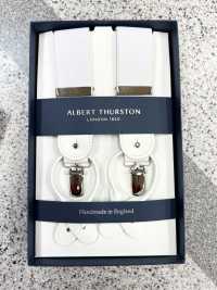 AT-WHITE Dây đai đeo Quần Chữ Y Albert Thurston Loại 2 Chiều Màu Trắng Vải Trơn Không Hoạ Tiết[Lễ Phục Kiện Trang Trọng] ALBERT THURSTON Ảnh phụ