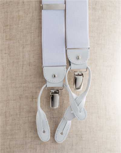 AT-WHITE Albert Thurston dây đeo quần màu trắng, trơn, loại 2way