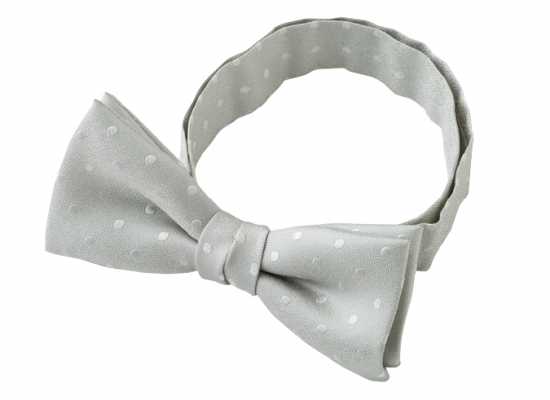 BF-940 Nơ lụa sản xuất tại Nhật Bản, họa tiết chấm bi, xám nhạt