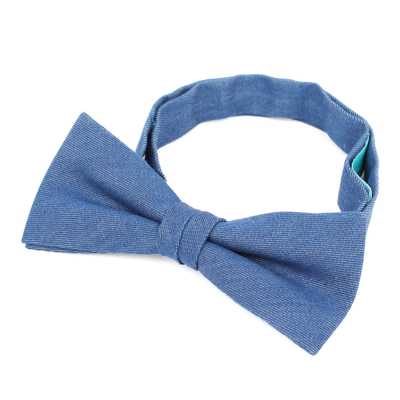 BF-D01 Nơ bướm denim cotton Pima màu xanh dương