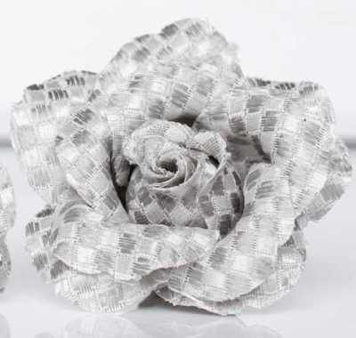 BTA-985 Ghim cài áo boutonnière jacquard lụa sản xuất tại Nhật Bản, họa tiết kanoko, xám nhạt