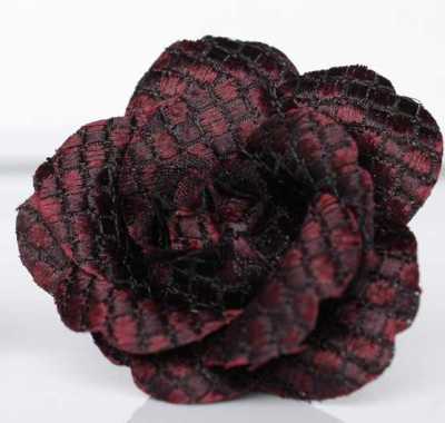 BTA-987 Hoa cài áo lụa jacquard Nhật Bản họa tiết kanoko màu đỏ đô