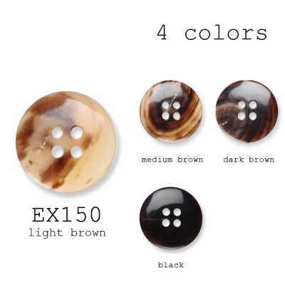 EX150 Nút sừng trâu thật 4 lỗ dành cho vest/jacket, kiểu lens, hàng nội địa 【outlet】