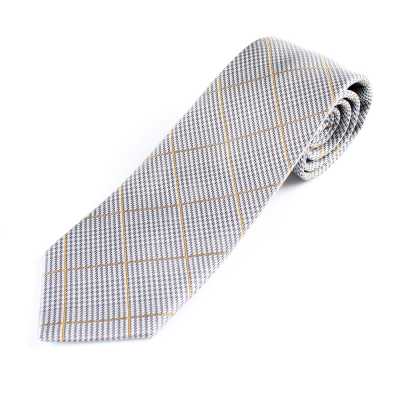 HVN-19 Cà vạt handmade sử dụng vải VANNERS họa tiết glen check màu xám nhạt