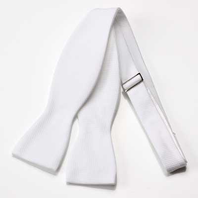 MT-W Nơ bướm buộc tay cotton piqué trắng