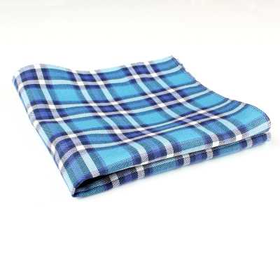 RCF-03 Khăn tay họa tiết kẻ, dùng vải Ringhart sản xuất tại Anh, xanh lá/xanh dương