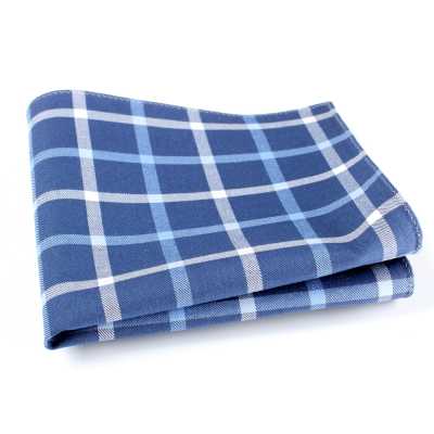 RCF-4118-06 Khăn túi họa tiết kẻ ô khối, màu xanh navy, dùng vải Ringhart sản xuất tại Anh