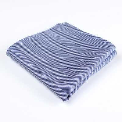 RCF-8007-06 Khăn cài túi họa tiết herringbone, xanh navy, dùng vải Ringhart sản xuất tại Anh