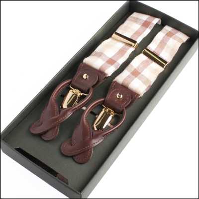 RSR-11 Dây đeo quần sử dụng vải Ringhart, họa tiết caro, màu nâu 35MM