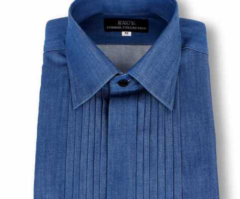 ST-508D Áo sơ mi xếp ly cổ rộng bằng denim cotton Pima, siêu ôm