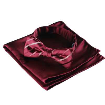 VBF-02 Nơ bướm sử dụng vải VANNERS, họa tiết sọc, màu rượu vang