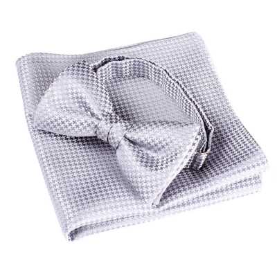 VBF-10 Nơ bướm dùng vải VANNERS họa tiết kẻ chân vịt màu xám nhạt