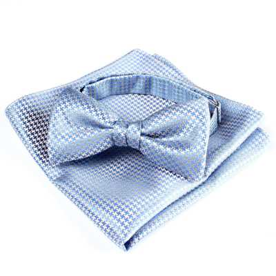 VBF-12 Nơ bướm dùng vải VANNERS, họa tiết houndstooth, xanh sax