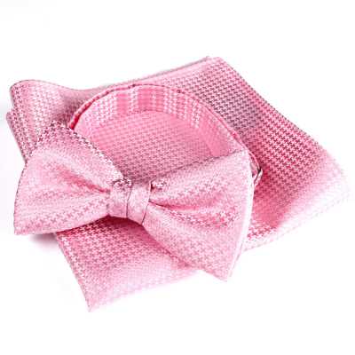 VBF-13 Nơ bướm sử dụng vải VANNERS, họa tiết houndstooth, màu hồng