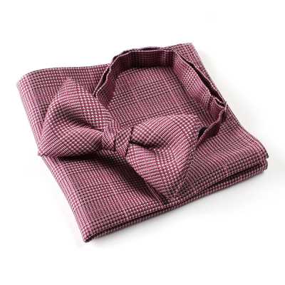 VBF-17 Nơ bướm sử dụng vải VANNERS, họa tiết caro Glen, màu đỏ rượu vang