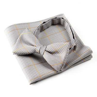 VBF-19 Nơ bướm dùng vải VANNERS họa tiết glen check, xám nhạt