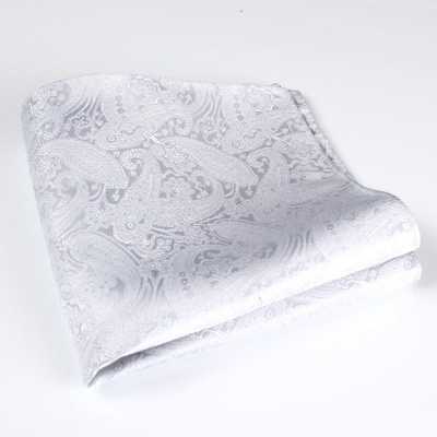 VCF-15 Khăn cài túi họa tiết paisley màu trắng, sử dụng vải VANNERS