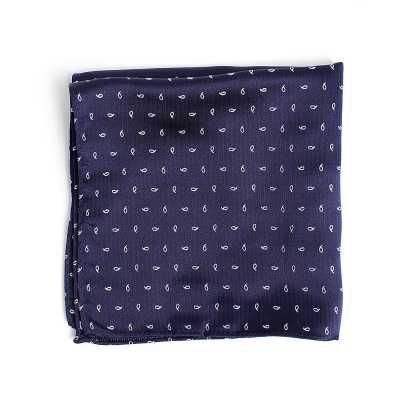 VCF-23 Khăn cài túi dùng vải VANNERS, họa tiết paisley chấm bi màu xanh navy