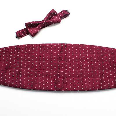 VCM-24 Cummerbund dùng vải VANNERS họa tiết chấm paisley màu vang