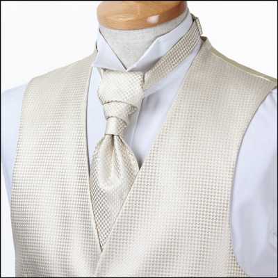 VYT-11 Cà vạt Ascot (Euro tie) lụa VANNERS Anh họa tiết houndstooth màu vàng champagne