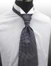 YT-153 Cà vạt ascot lụa nội địa (Euro tie) họa tiết kẻ caro xanh navy